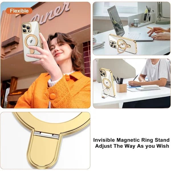 14.6×7.8×1cm Compatible with iPhone 16 Pro Max Case with Invisible Magnetic Ring Holder [MagSafe Compatible] [Full]