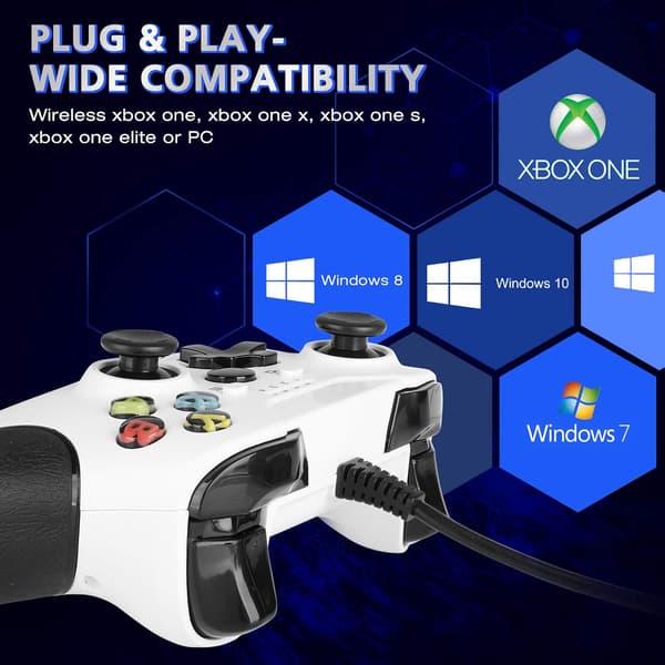 Kablet controller til Xbox One, kablet gaming controller med modekontrol, dobbelt vibrationsdesign til Xbox One/X/S/PC med Windows 7/8/10