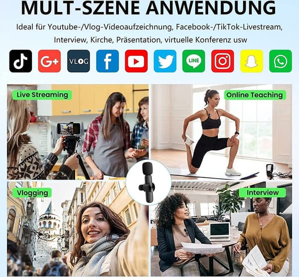Wireless Lavalier Microphone Outdoor Radio Noise Reduction Smart Small Microphone