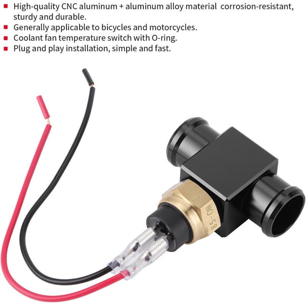 Thermostat Water Temperature Switch Radiator Cooling Fan Temperature Sensor for Motorcycle ATV SUV (Black)