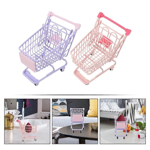 Miniatyr handlevognleke for oppbevaring og dekorasjon, 4-delt sett