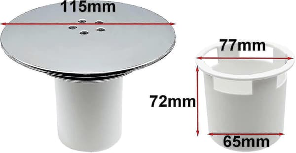 Dusjrist, Erstatning for dusjrist, 90 mm / 115 mm Dusjpluggrist, Dusjavløpsrist, Forkrommet rist for dusjkar