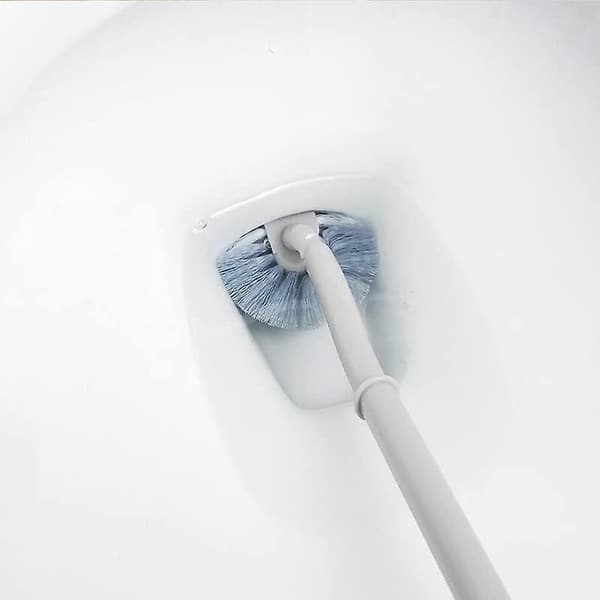 2-pack Angled Toilet Brushes with Curved Design for Deep Cleaning, Long Plastic Handle and Flexible B