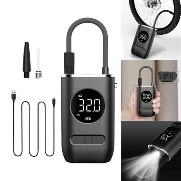 Electric Bike Pump, Portable Battery Compressor, Motorcycle Pump