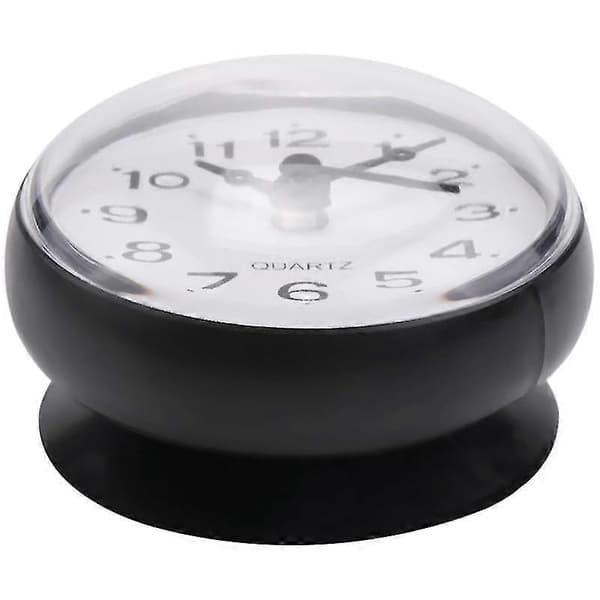 7cm Waterproof Kitchen Bathroom Clock with Suction Cup, Black