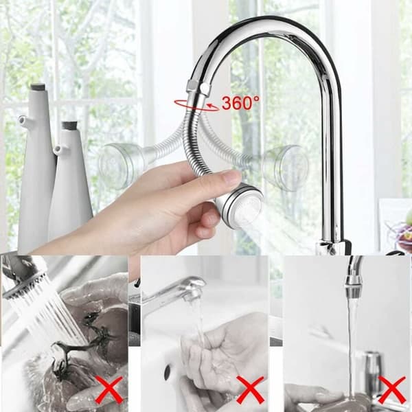 Stainless Steel Kitchen Faucet Head with Pull-Down Function, 360° Rotatable Splash-Proof Sprayer 19cm
