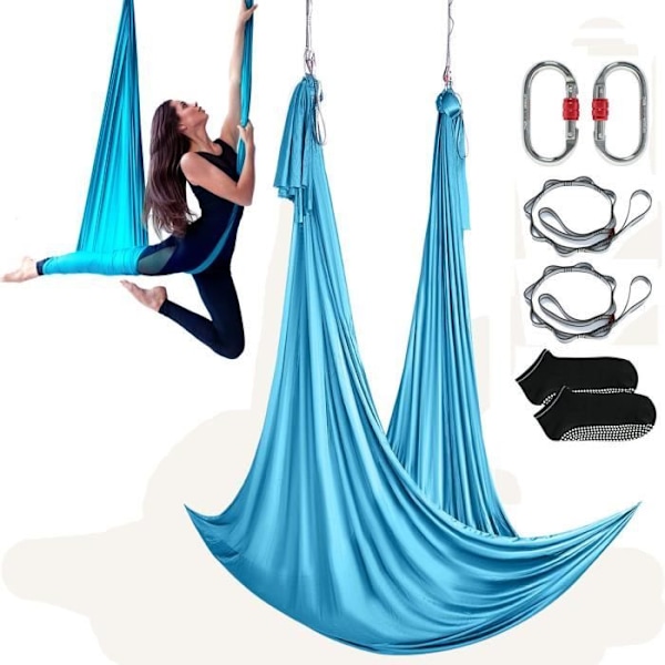 Yogahängmatta utomhus-VEVOR-blå5x2,8m-100 g-m² Belastning 1000 kg-Antigravity flygyoga-Fitness Bodybuilding Pilates Gym Hem