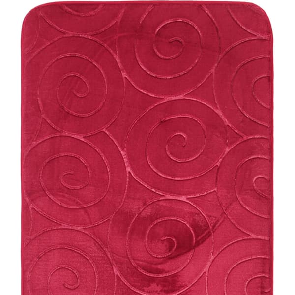 Embossed Patterned Bathroom Mat Set, Toilet Lid, Absorbent Bathtub Mat, Red