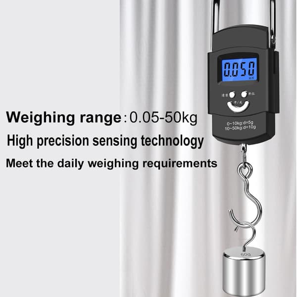 Electronic Luggage Scale with Hook, Max 50kg/110lb Portable Digital Scale, with LCD Display and One-Button Tare Function