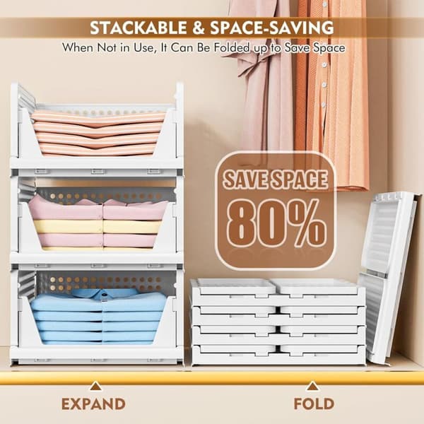 Foldable Wardrobe Storage 2-pack - Stackable Storage Bins for Closet, Compatible with Bedroom, Kitchen, Bathroom