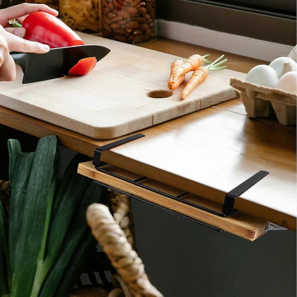 Under Shelf Storage Rack Cutting Board Holder Space Saving Kitchen Organizer Utensil Hanger Hook