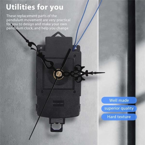 Pendulum Clock Movement with Black Hands, Music Box Speaker, Batteries, Melody Mechanism for DIY Clock, A