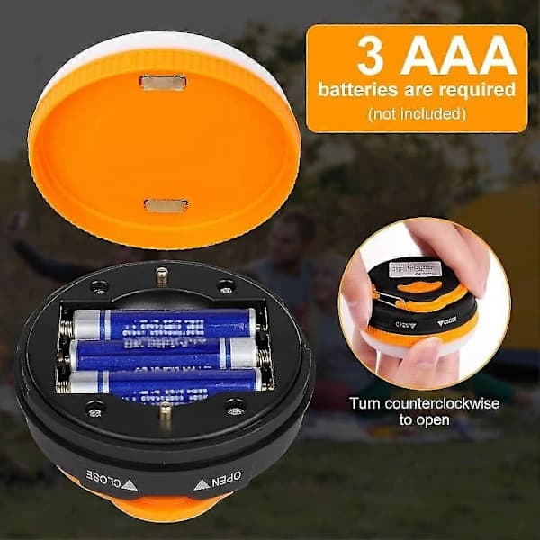 Kannettava LED-telttalamppu 5 tilalla ja koukulla
