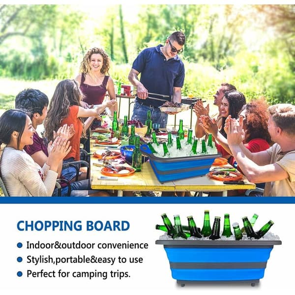 Cutting Boards, 4 in 1 Foldable Cutting Board with Dish Basin, Multifunctional Foldable Dish Basin (Blue)