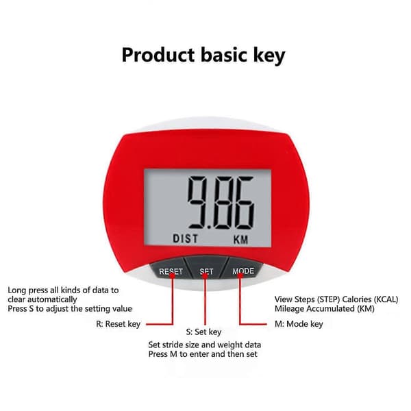 Running Pedometer High Clear Sensitive Accurate Reading Clear Screen Count Steps Electronic Large