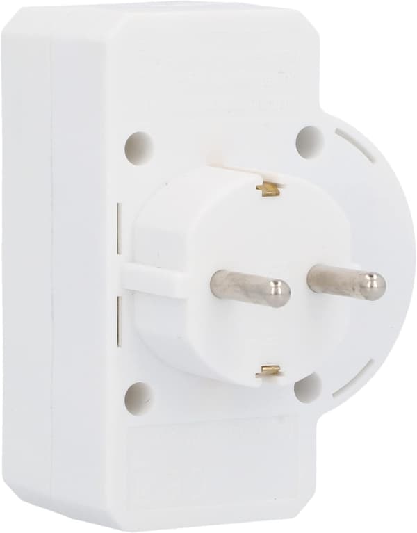 Intermediate plug with 1 Schuko switch and 2 Euro switches, with illuminated switch, white, loose