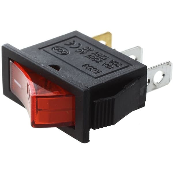 Boat SPST Rocker Switch, 16A/250V AC or 20A/125V AC, with Red On/Off Indicator Light (5-Pack).