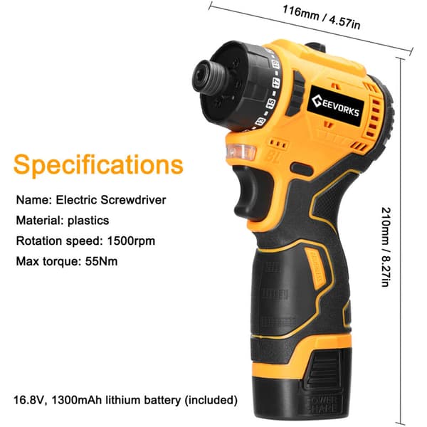 Cordless Screwdriver with Brushless Motor, Equipped with LED Work Light and an Efficient Cooling System