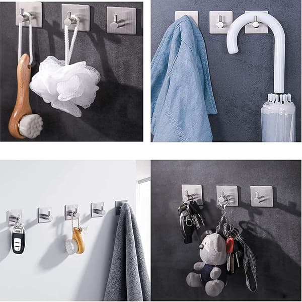 Self-adhesive hooks, stainless steel self-adhesive clothes hooks Hou