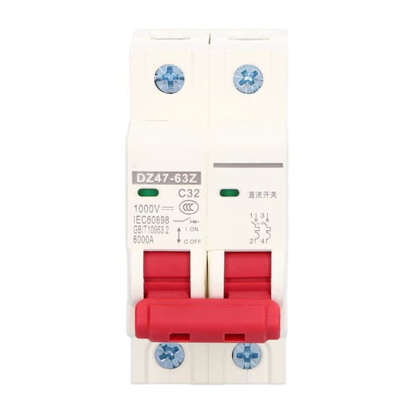 DC Miniatureafbryder 2P Solcelleanlæg Isolator DIN-skinne Montering 1000V 32A DZ47‑63Z C32