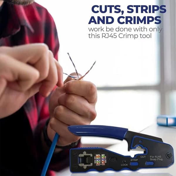Professional RJ45 Crimping Tool with Stripper and Network Tester Compatible with Ethernet Cables
