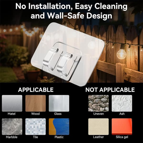 Outdoor String Light Hooks: 50 Pack Light Clips