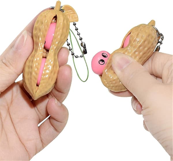 2 Fingertip Squeeze Toys Peanut Squeeze Soybean Decompression Toy Keychain