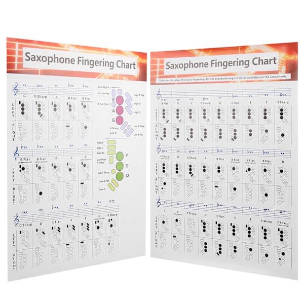 Saxophone Fingering Chart Basic Guide Practice Comparison Chart Portable Coated Paper