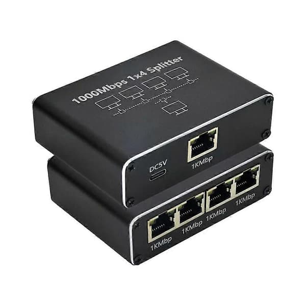 RJ45 Gigabit Ethernet Splitter LAN Netværk Internet 1 til 4 Ud Adapter 1000Mbps