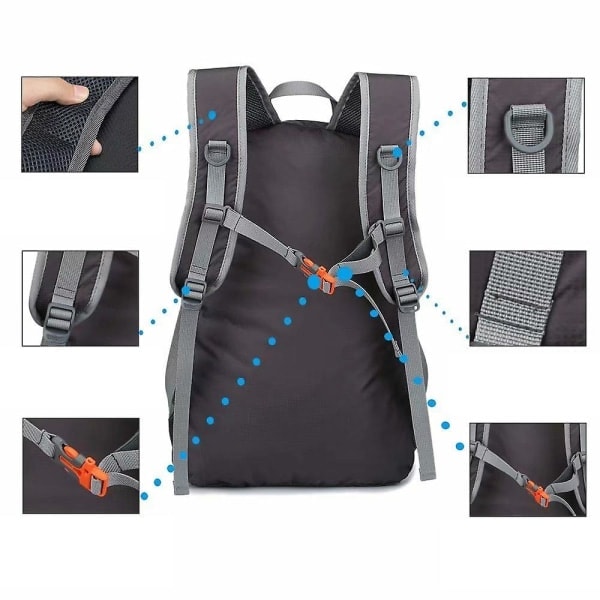 Ultralight Foldable Backpack, 20L, Compatible with Camping and Hiking