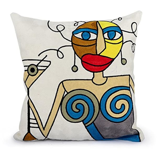 Sett med 4 Picasso Putetrekk 45x45 cm Bomull Lin Broderte Putetrekk Sofadekorasjon