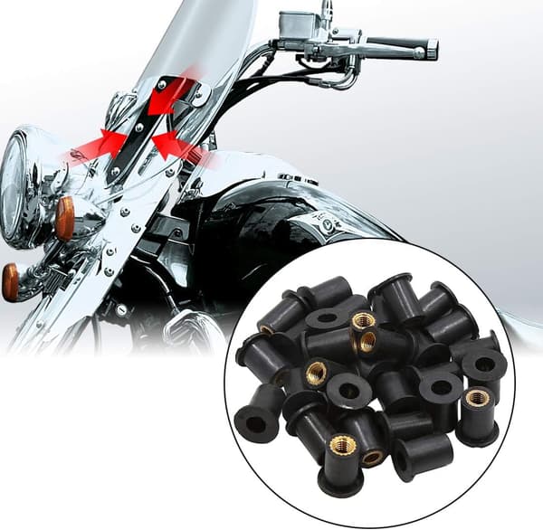 10 stk gummimuttere M5 Holdbare frontrutskruer metrisk messing