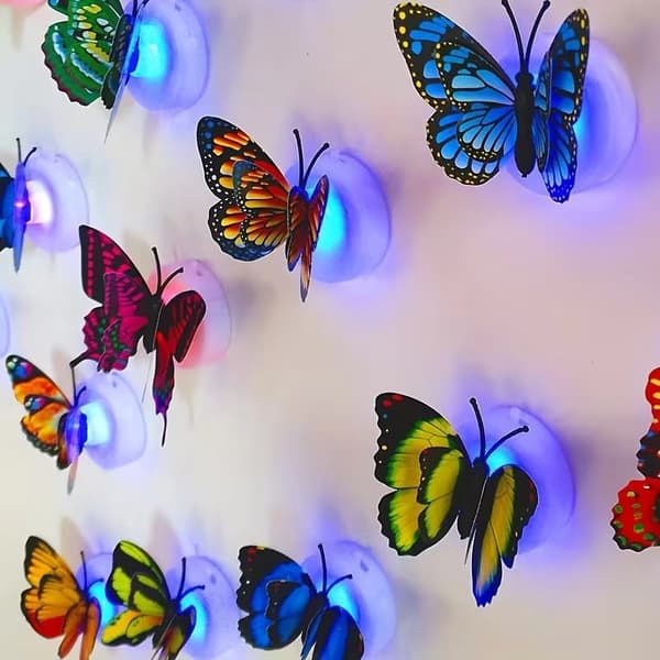 6st LED 3D Butterfly Night Light Wall Sticker for Garden Party Home Decor Random 6pcs Random 6pcs