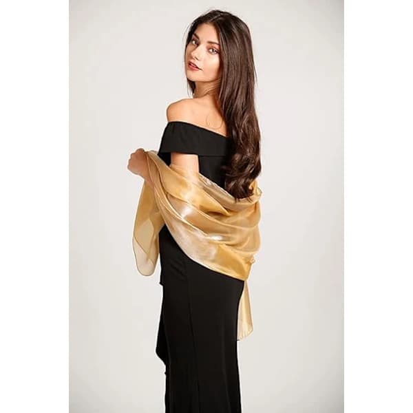 Elegant regnbuesjal i silke og kashmir til bryllupsbrud, A