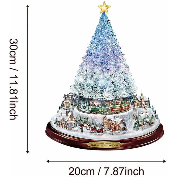 Christmas Tree Rotating Sculpture Train Decorations Paste Window Stickers Christmas Decorations for Home