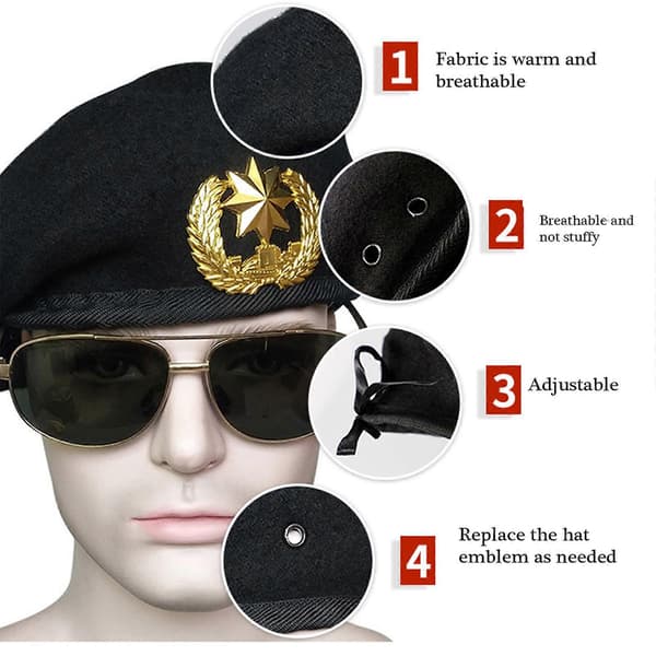 Wool Beret Embroidered Security Uniform Accessory Captain Professional Security Captain Hats Cosplay Accessories Style 19 Style 19 Style 19