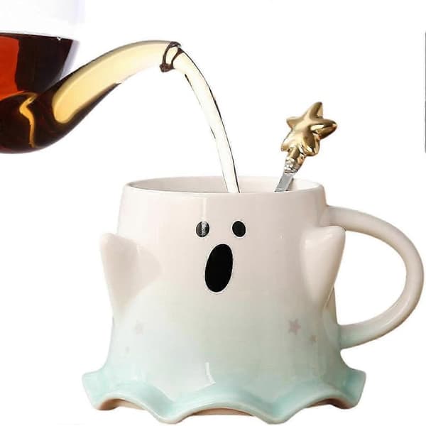 Halloween Ghost Pumpkin Coffee Mug, Ceramic Halloween Cup with Handle for Kitchen Dining Room