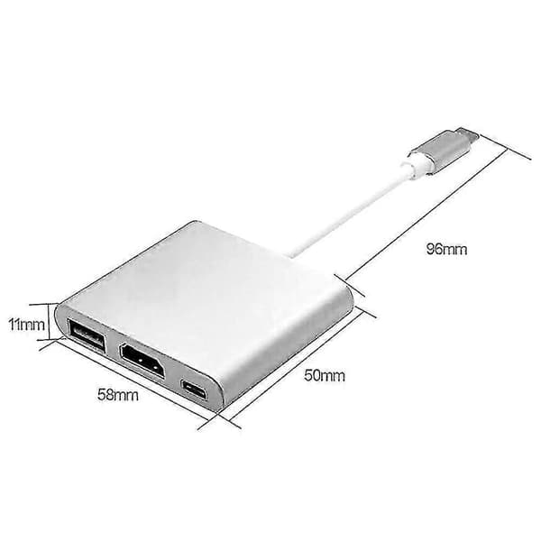 Typ-c till USB-c 4K HDMI USB 3.0 3-i-1 Hubadapterkabel för Apple Mac [DB]