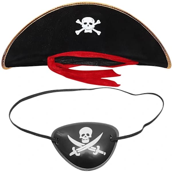 Kids Pirate Eye Patch, Pirate Hat and Patch Set, Performance Costume Accessories, 2 Pcs【PL】