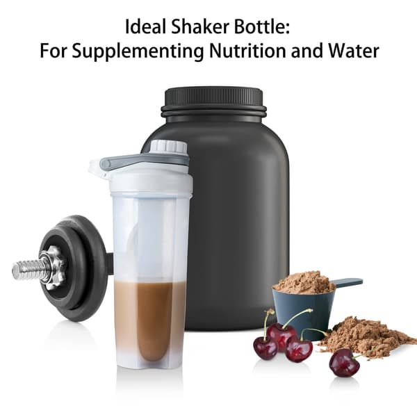 24oz Shakerflaska, läckagesäker Shakerkopp. Solid skruvkorkkopp, diskmaskinssäker för proteinblandningar, klar grå