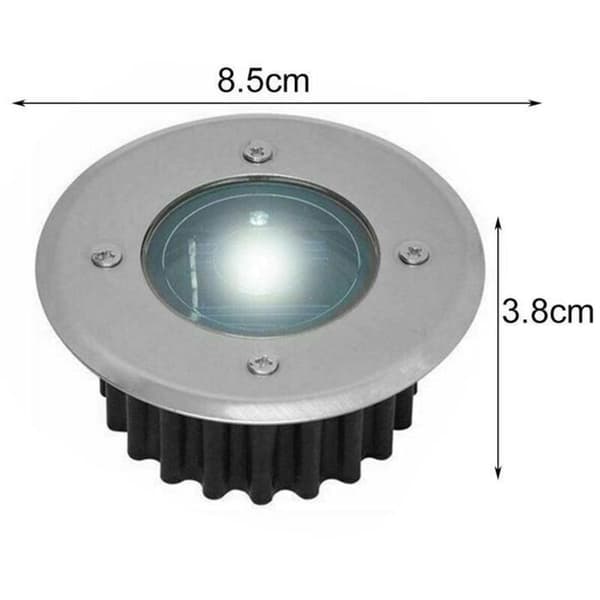 Sæt med 6 soldrevne LED-jordspotlights - Diameter: 85 mm - Runde - Udendørs holdbare - Front i rustfrit stål