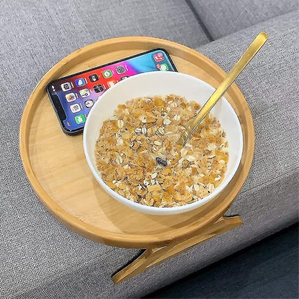 Træarmlæn Clips-on Bord Sofa Organizer Bakke Til Snacks Elektronik K