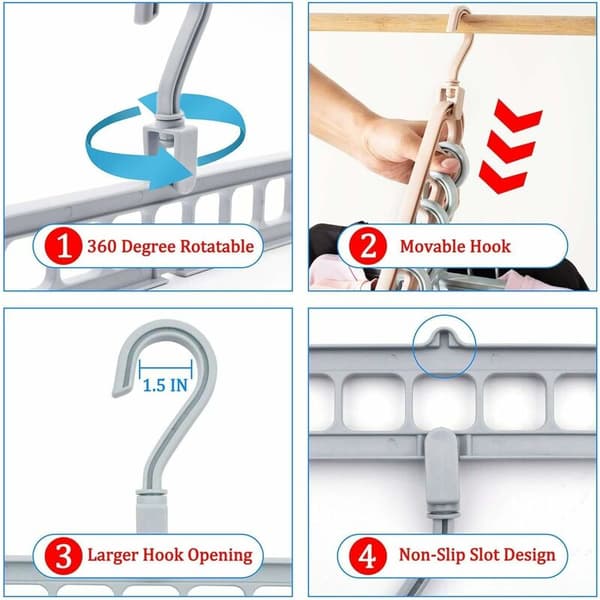 Magic Hangers 12 Pcs Premium Quality Foldable Space Saving Multifunctional for Clothes