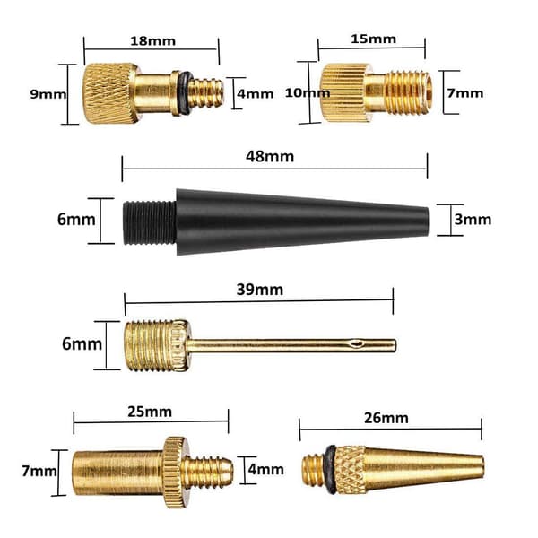25 pcs bicycle pump adapter, bicycle valve (DV/AV/SV) ball pump needle