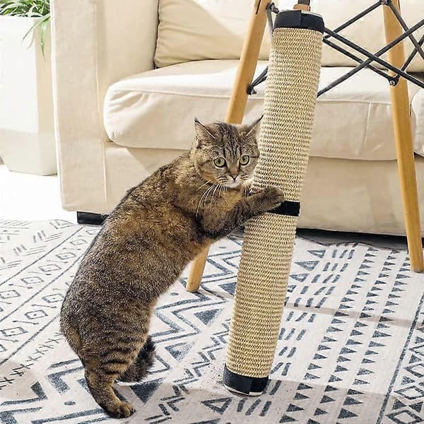 Sisal Klorematte Beige Katt Klorematte Med Borrelås Møbelbeskyttelse Stolben Skrivebord