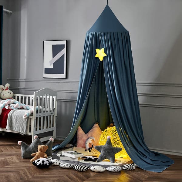 Bed Canopy Dome Tent for Kids with Mosquito Net, Blue, 250cm Height