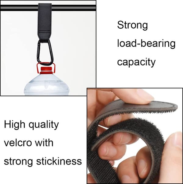 Stroller Bag Hooks, Set of 2, Extra Robust, Black PU Leather, Stroller Hooks, Stroller Accessories