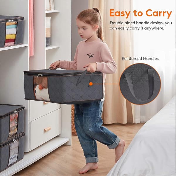 3-pack, 35 liter Clothes Storage Foldable Storage Box Wardrobe with Reinforced Handles, Fits Jackets, T-shirts, Blankets