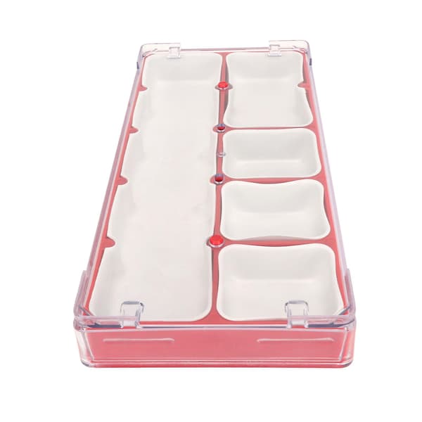 Watch Parts Storage Box, Stackable, Soft Rubber Lined, Watch Screw Storage Container, Red, for Necklaces