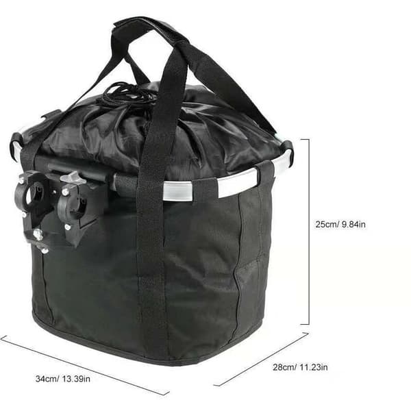 Foldable Aluminum Bicycle Basket - Black, 34x28x25 cm, 1 pc